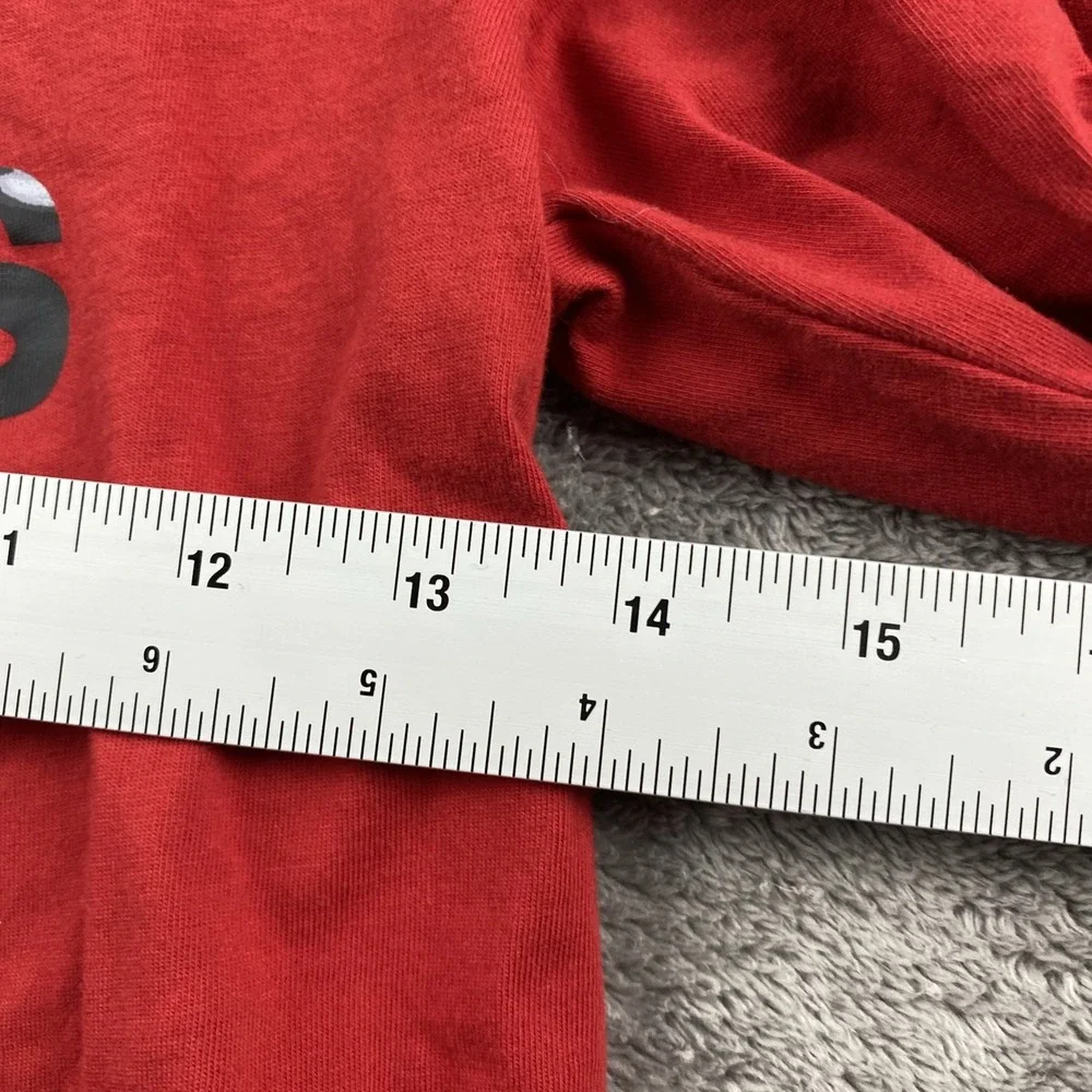 Adidas Long‎ Sleeve T-Shirt Youth Boys Small Red Gray Striped Logo Regular Fit - Picture 5 of 12